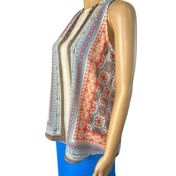 Fourteenth Place Womens Sleeveless Retro Print Blouse Size M Wanderlust Boho - Picture 2 of 8